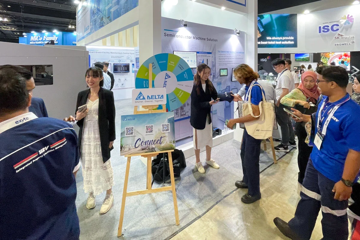 Fun and engagement at SEMICON Southeast Asia 2024 as visitors enjoyed interactive games at Delta's booth